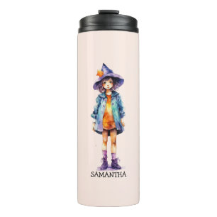 Pastel Cute Witch Girl Halloween Aesthetic Thermal Tumbler