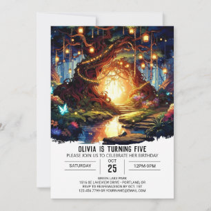 Pastel Cute Woodland Digital Birthday Invitation