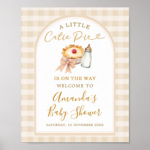 Pastel Cutie Pie Gingham Fall Baby Shower Welcome Poster