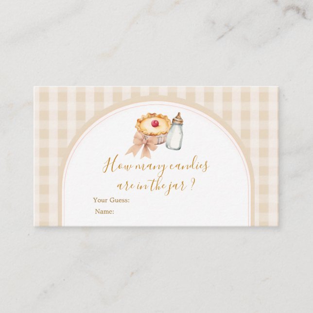 Pastel Cutie Pie Gingham Fall How Many Candies Enclosure Card (Front)