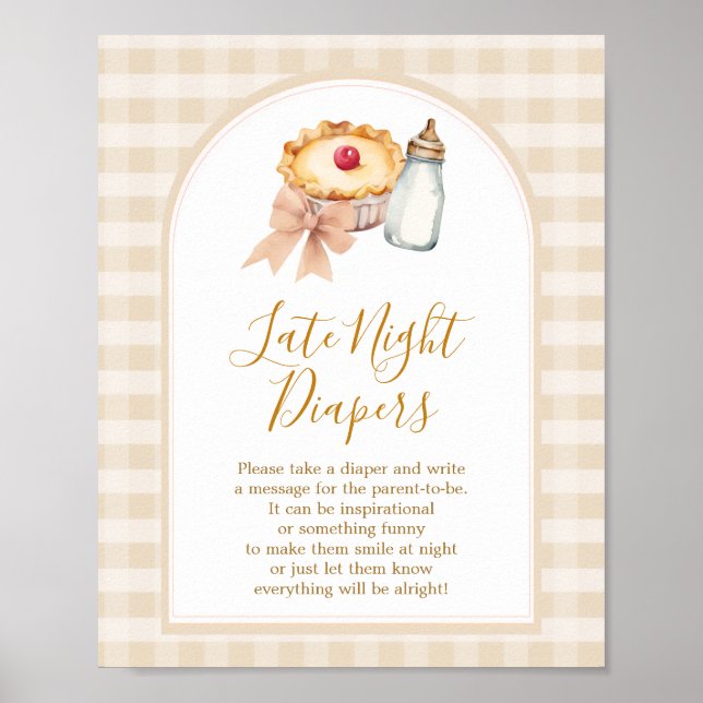 Pastel Cutie Pie Gingham Fall Late Night Diapers Poster (Front)