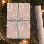 Pastel D2AFA1 Cookie Gingerbread Man Wrapping Paper<br><div class="desc">Christmas wrapping paper. Printed in a beautiful pastel cookie colour. Gorgeous Boho pastel brown with a white gingerbread man pattern. Pastel Cookie Gingerbread Man D2AFA1 Wrapping Paper</div>
