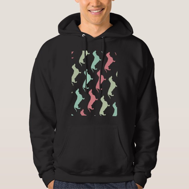 Pastel Dachshund Dog Pattern Hoodie (Front)