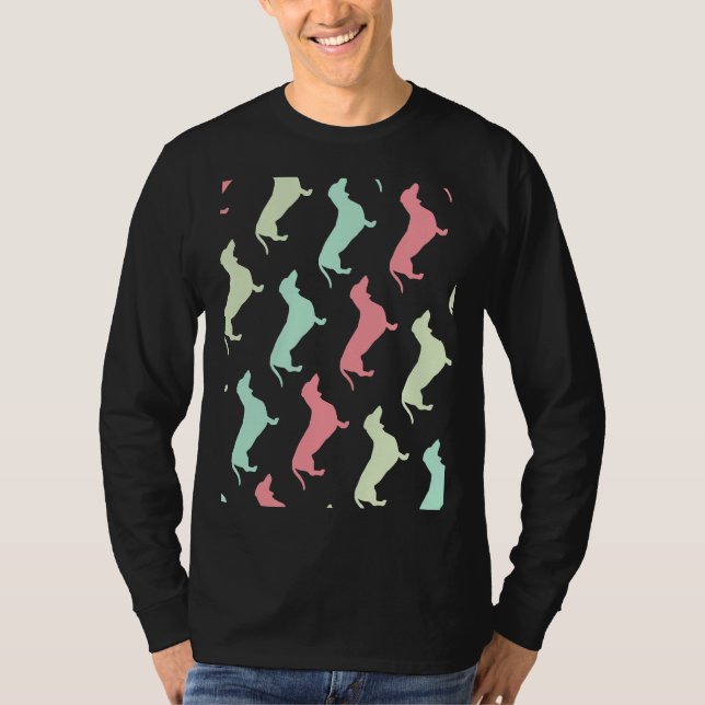 Pastel Dachshund Dog Pattern T-Shirt (Front)