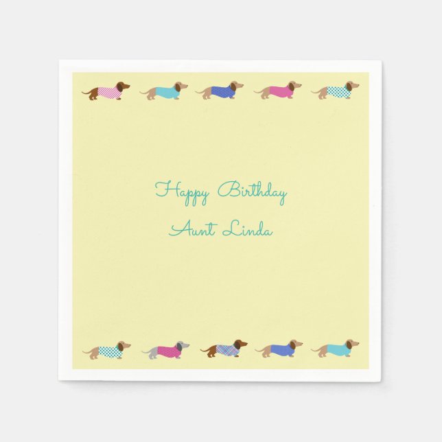 Pastel Dachshund Paper Party Napkins (Front)