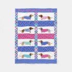 Pastel Dachshund Quilted Pattern Fleece Blanket