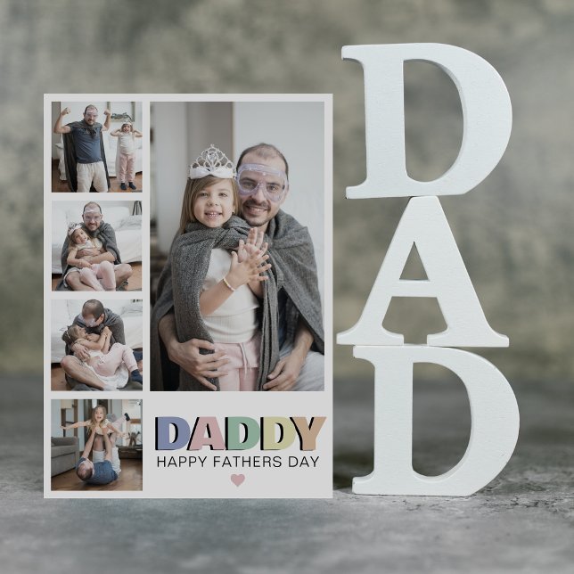 Pastel Daddy 5 Photo Fathers Day  Card (Creator Uploaded)