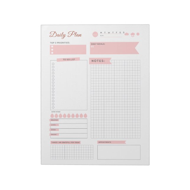 Pastel Daily Plan Notepad - Plan your Day! (Rotated)