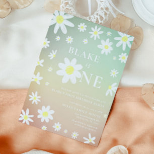 Pastel Daisy 1st First Birthday invitation