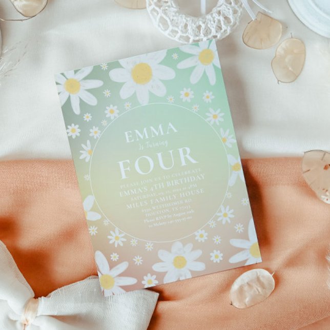 Pastel Daisy Birthday Party Invitation (Creator Uploaded)