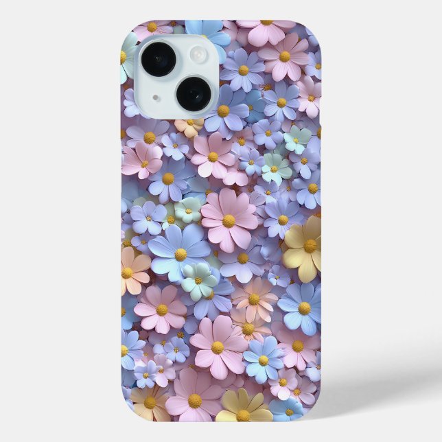 Pastel Daisy Floral Phone Case with 3D Design (Back)