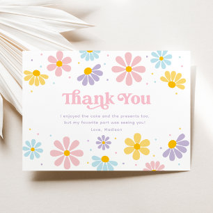 Pastel Daisy Flower Birthday Thank You Card
