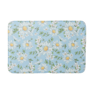 Pastel Daisy Flower Garden Pattern Bath Mat