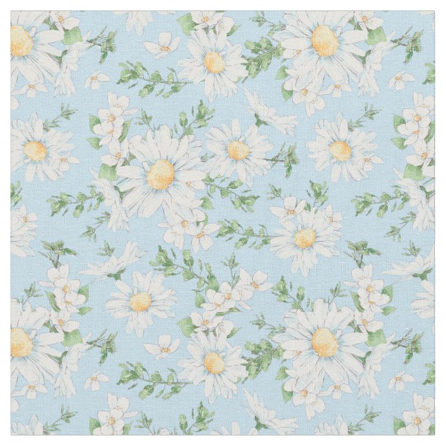 Pastel Daisy Flower Garden Pattern Fabric (Close Up)