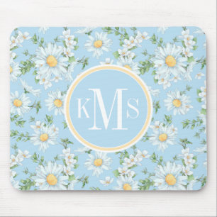 Pastel Daisy Flower Garden Pattern Mouse Pad