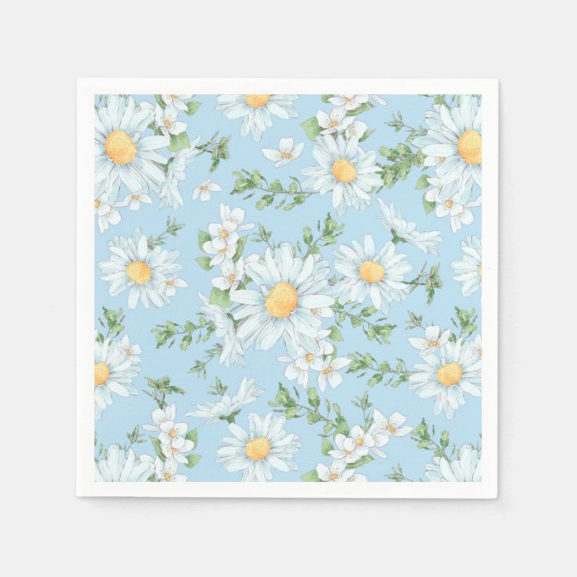 Pastel Daisy Flower Garden Pattern Napkin (Front)