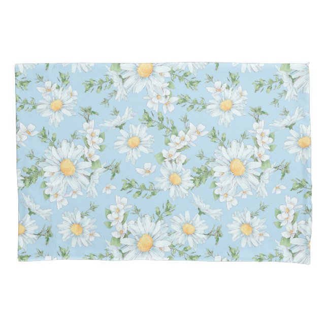 Pastel Daisy Flower Garden Pattern Pillowcase (Front)
