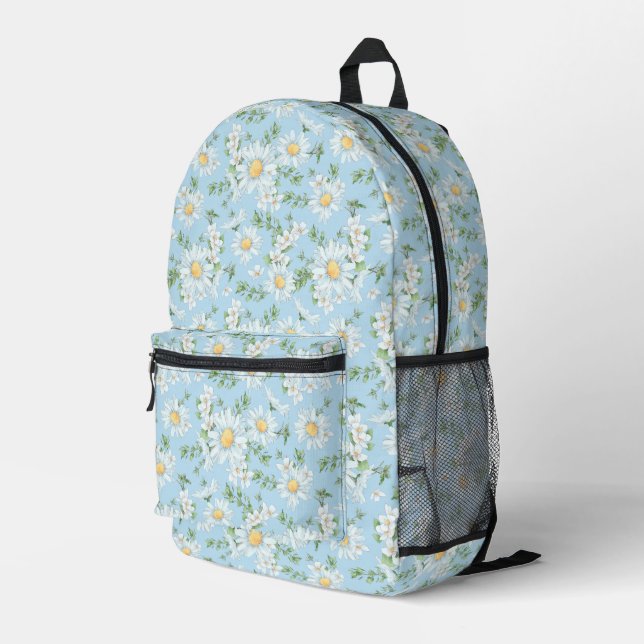 Pastel Daisy Flower Garden Pattern Printed Backpack (Back Corner Right)