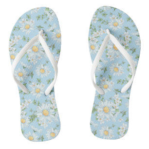 Pastel Daisy Flower Garden Pattern Thongs
