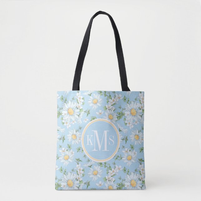 Pastel Daisy Flower Garden Pattern Tote Bag (Front)