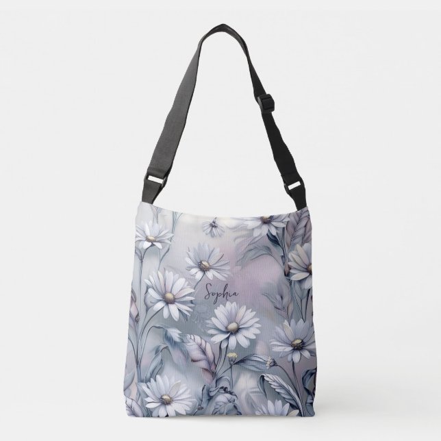 Pastel Daisy Flowers Spring Summer Personalise  Crossbody Bag (Front)
