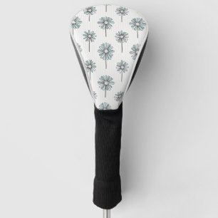 Pastel Daisy Line Art Stripe Golf Head Cover