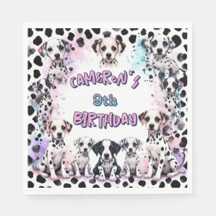 Pastel Dalmatian Puppy Birthday Party Napkin
