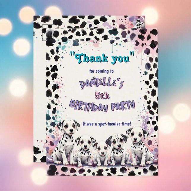 Pastel Dalmatian Spot-tacular Thank You  Postcard (Creator Uploaded)
