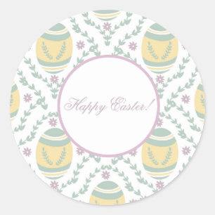 Pastel Damask Easter Eggs Pattern  Classic Round Sticker