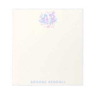 Pastel Dancing Dinosaurs Purple Blue Personalised Notepad