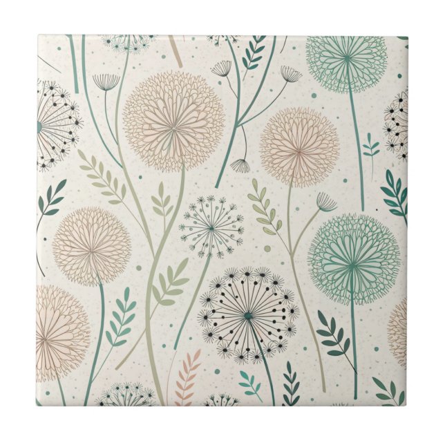 Pastel Dandelion Dreams – Whimsical Floral (2) Ceramic Tile (Front)