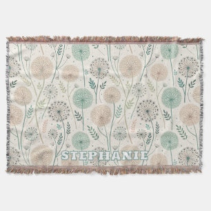 Pastel Dandelion Dreams – Whimsical Floral (2) Throw Blanket
