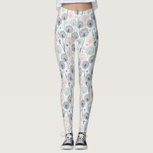 Pastel Dandelion Dreams – Whimsical Floral Leggings