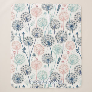 Pastel Dandelion Dreams – Whimsical Floral Sherpa Blanket