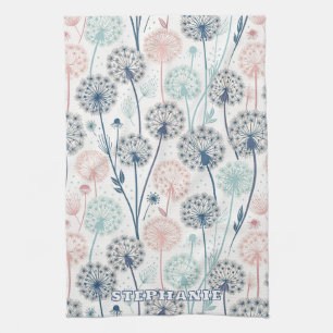 Pastel Dandelion Dreams – Whimsical Floral Tea Towel