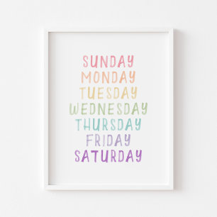 Pastel day of week poster
