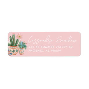 Pastel Desert Cactus Return Address Label
