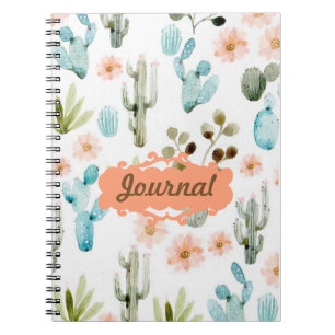 Pastel Desert Cactus Spiral Journal Lined Notebook