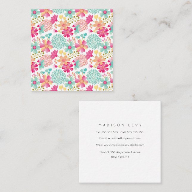 Pastel Designer Artist Flower Pattern Ladies Appointment Card (Front/Back)