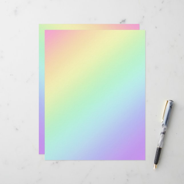 Pastel Diagonal Rainbow Gradient Custom Letterhead (Front/Back In Situ)