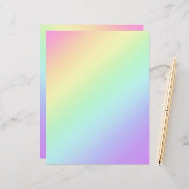 Pastel Diagonal Rainbow Gradient Custom Letterhead (Front/Back In Situ)