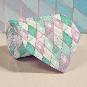 Pastel Diamond Pattern Necktie Tie