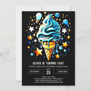 Pastel Digital Chic Boy Ice Cream Birthday Invitation