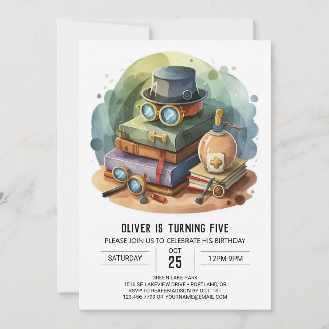 Pastel Digital Detective Birthday Invitation (Front)