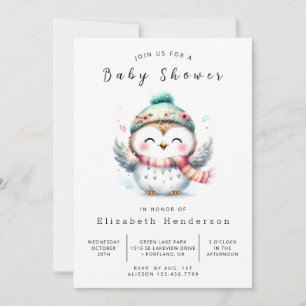 Pastel Digital Owl Baby Shower Invitation