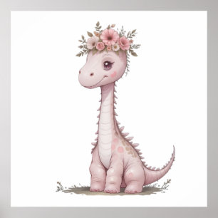 Pastel Dino Baby Room Art – Watercolor Dinosaur  Poster