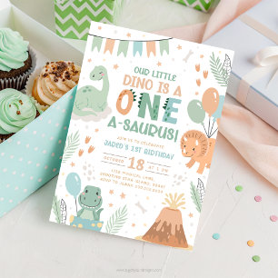 Pastel Dinosaur Birthday Invitation
