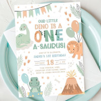 Pastel Dinosaur Birthday Invitation. One Cute Baby