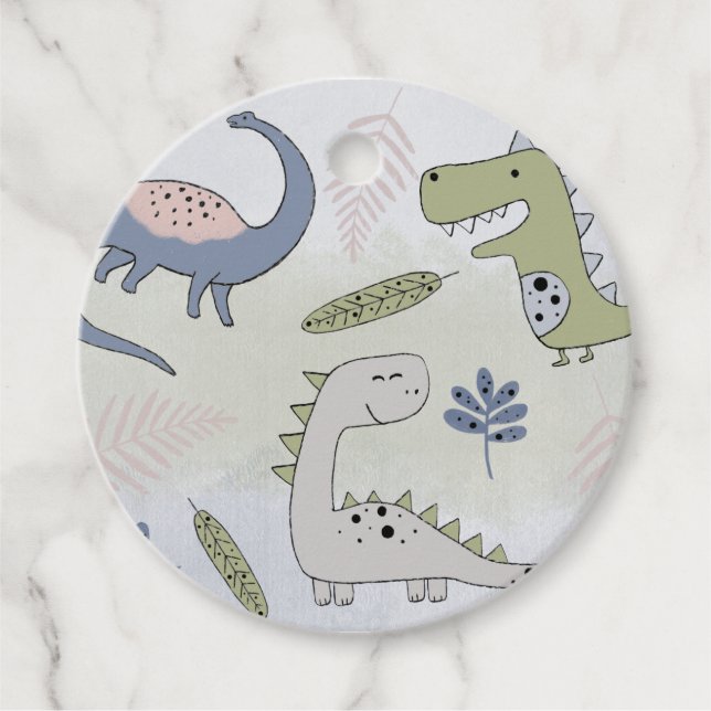 Pastel Dinosaur   Favour Tags (Front)