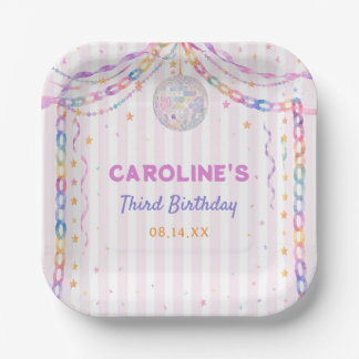 Pastel Disco Garland Birthday Paper Plates